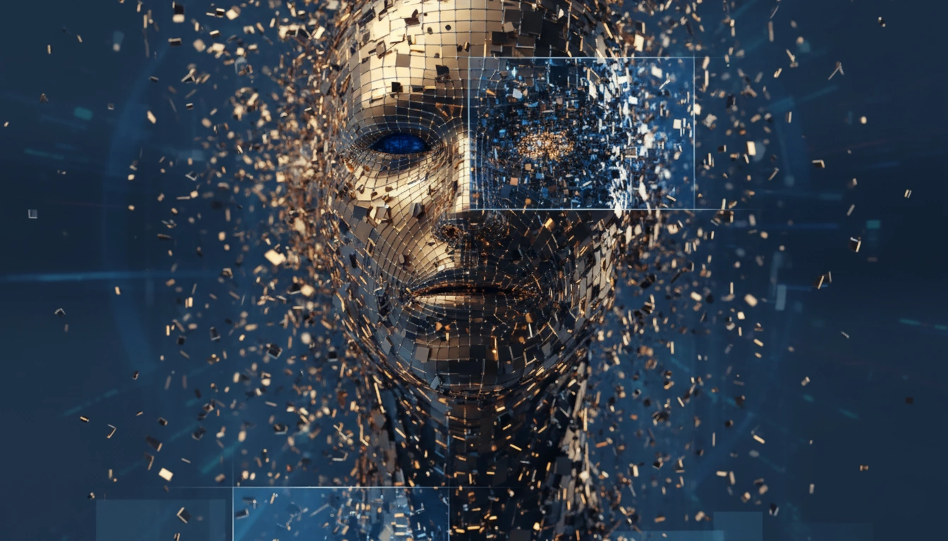 AI and the Future of Web Design - Threat or Ally? Abstract digital face representing artificial intelligence in web design