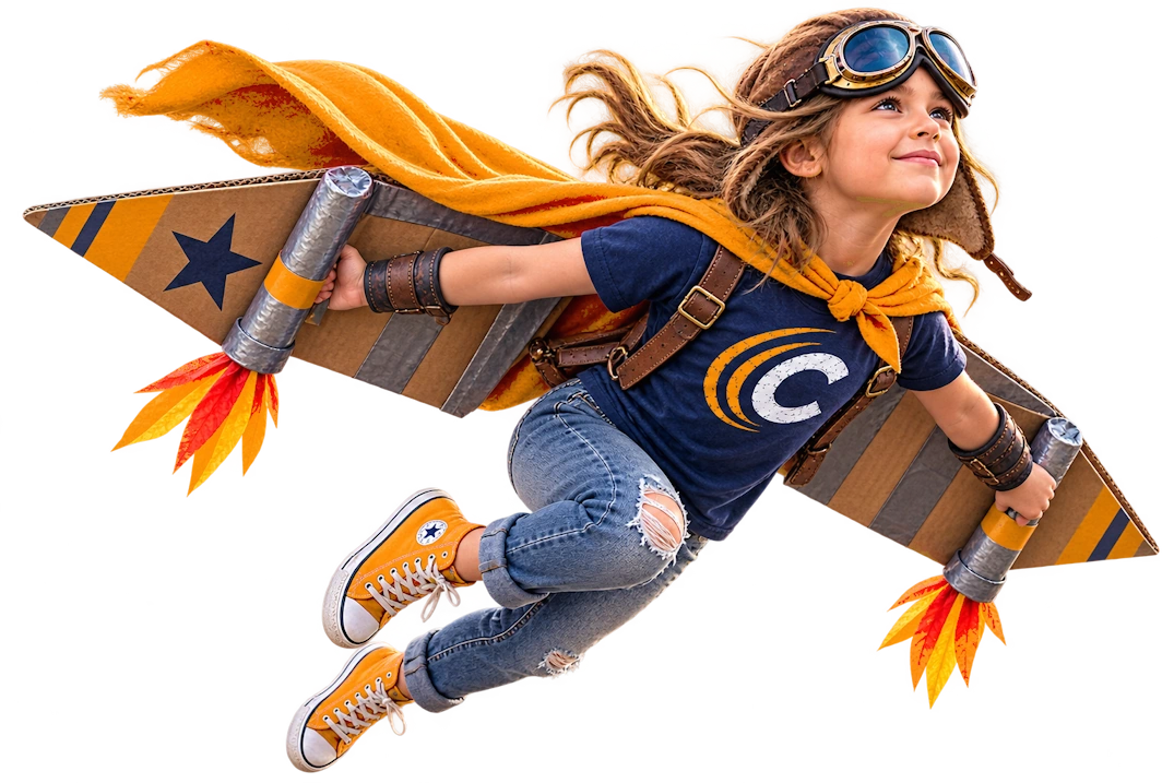 Superhero mascot adjusting glasses while holding a laptop, symbolizing focus and strategy in affordable web design.